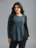 Pit Strip Contrast Button Detail T-Shirt sold by Bloomchic
