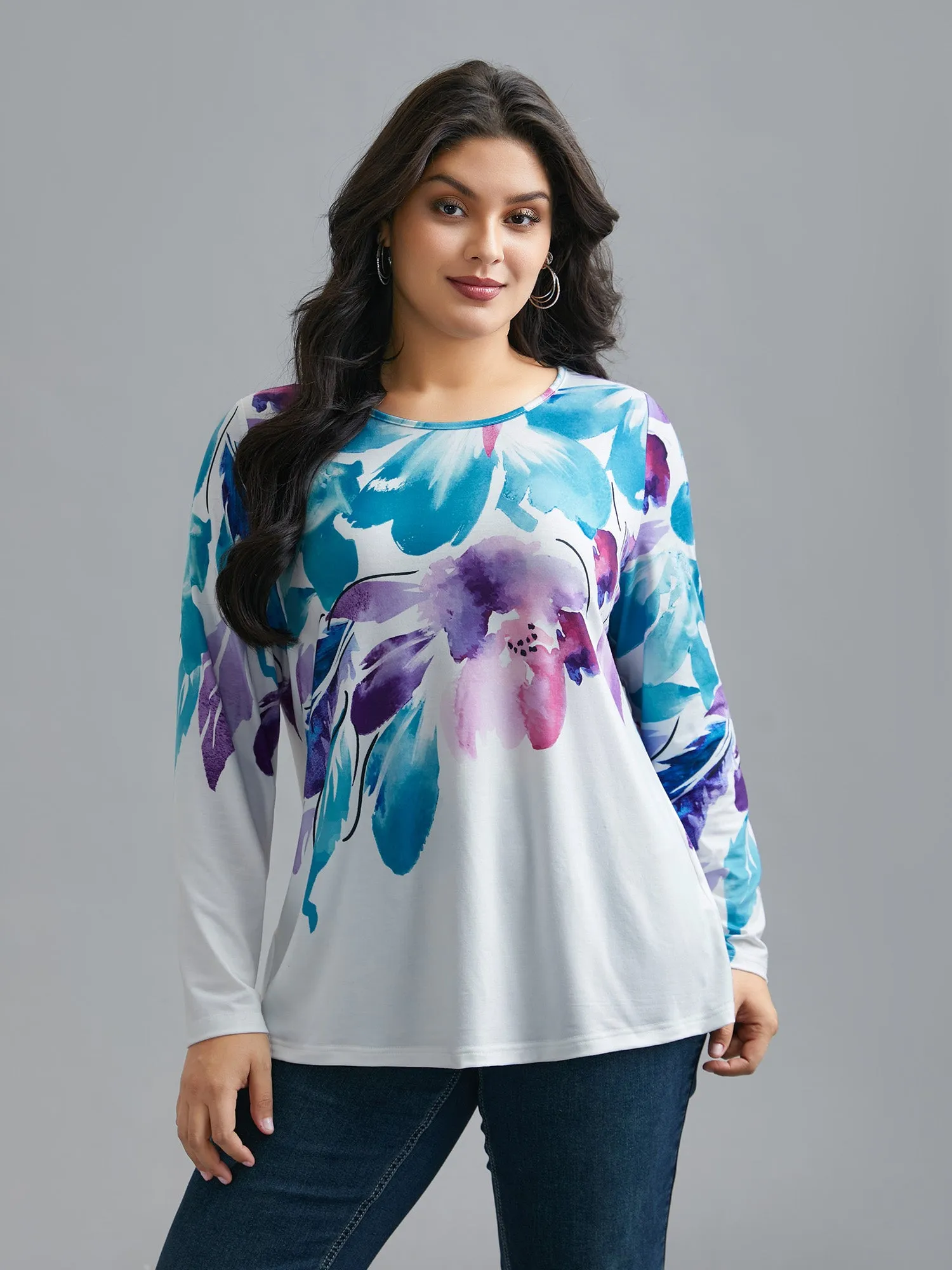 Floral Boho Print Stretchy T-Shirt sold by Bloomchic