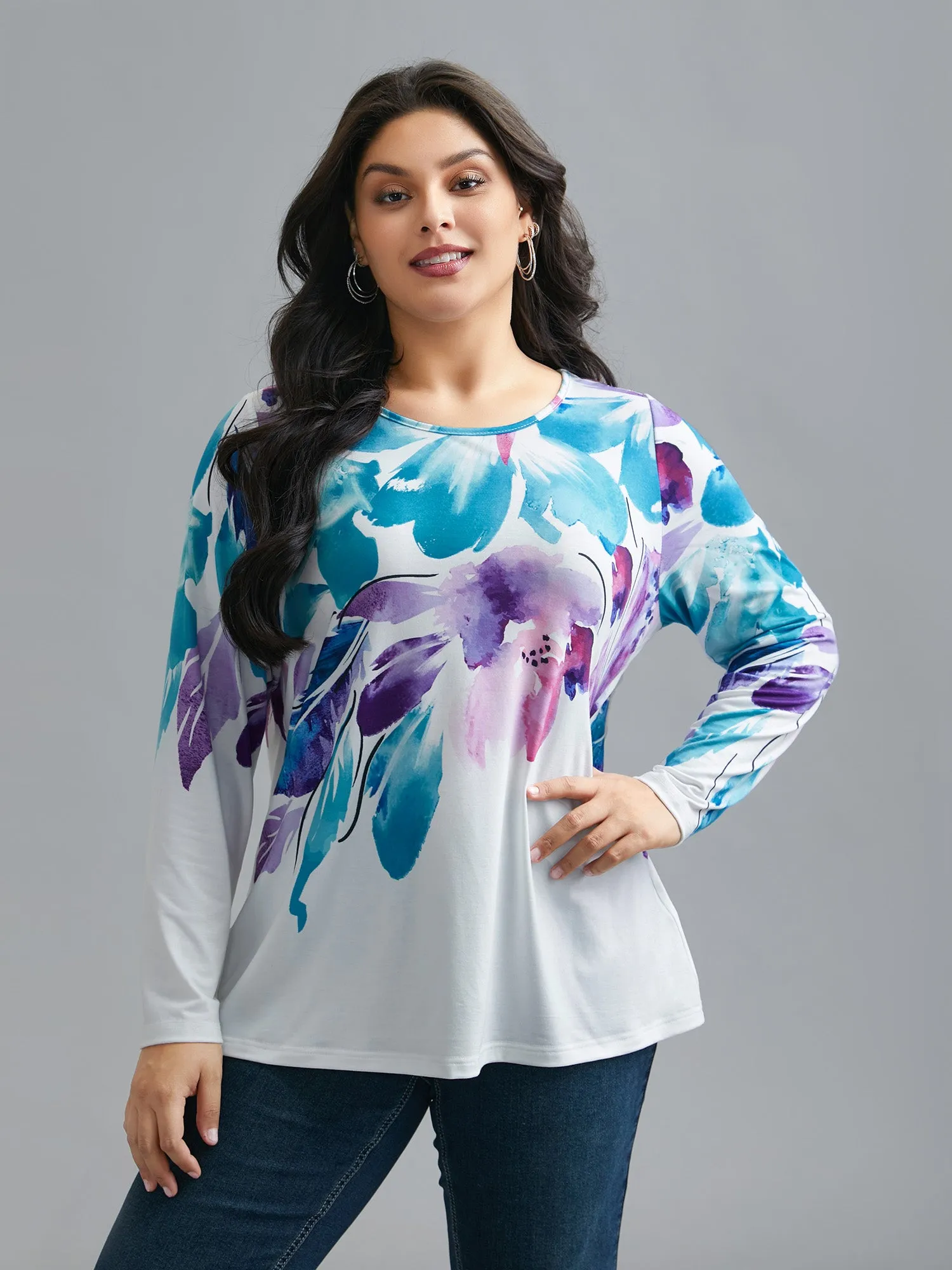 Floral Boho Print Stretchy T-Shirt sold by Bloomchic product image thumbnail 2