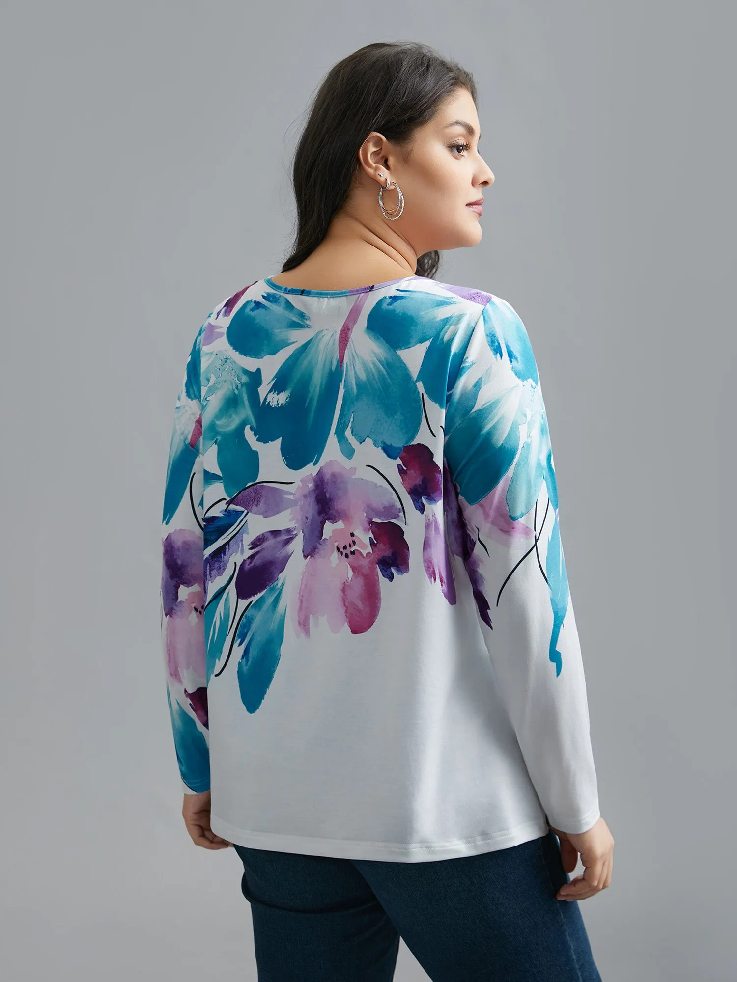 Floral Boho Print Stretchy T-Shirt sold by Bloomchic product image thumbnail 4