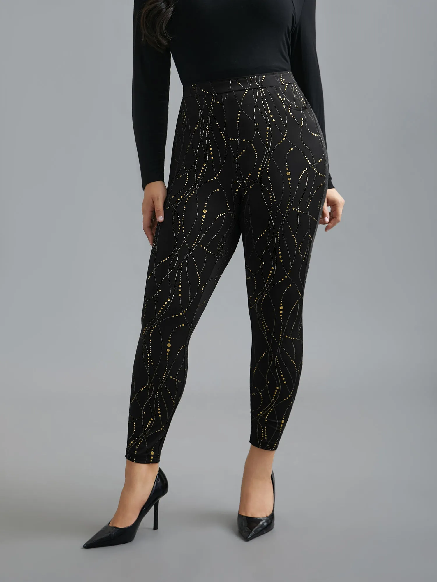 Shiny Glitter Skinny Fit Leggings sold by Bloomchic product image thumbnail 4