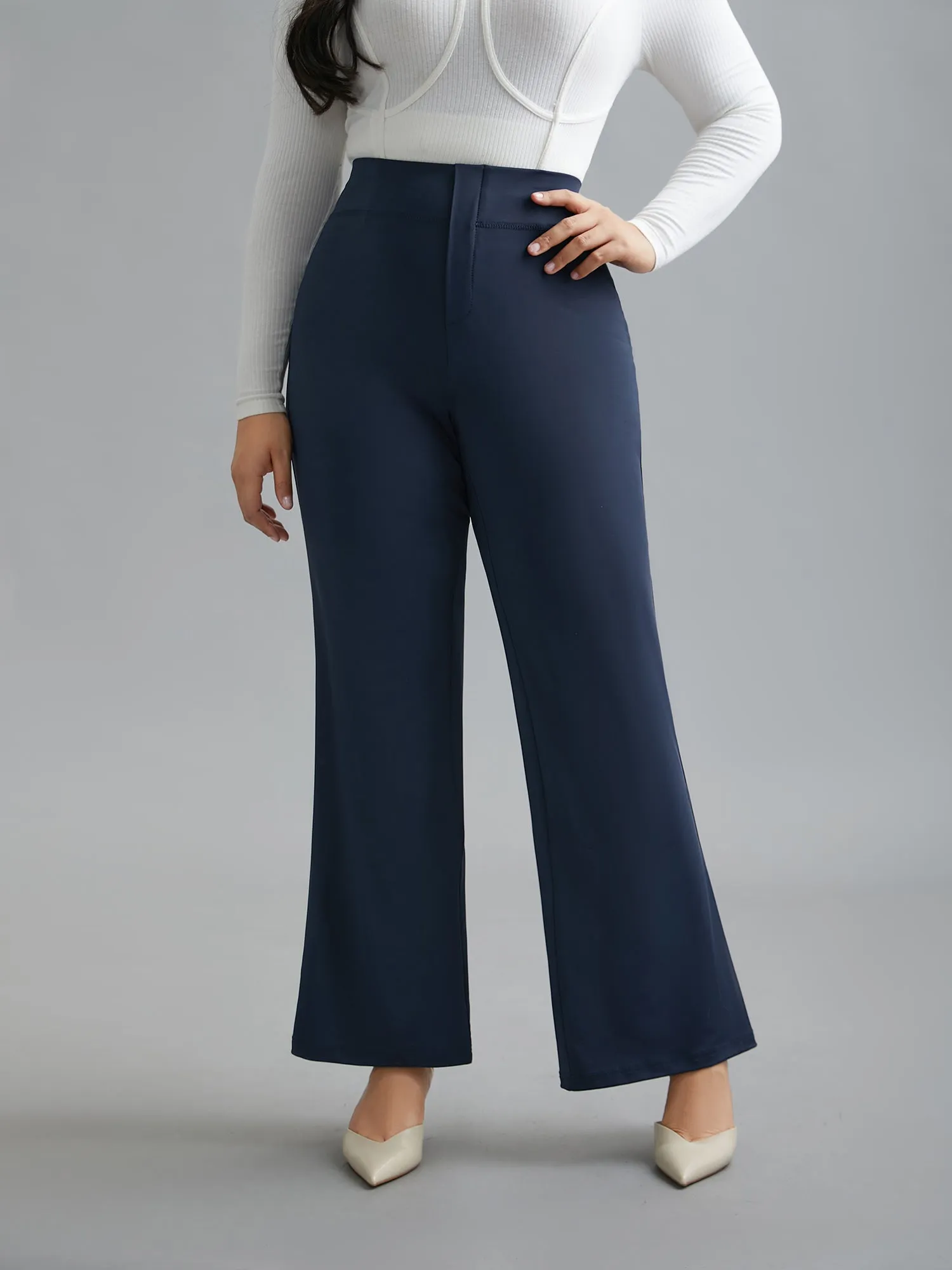 Stretchy Waist Plain Bootcut Leggings sold by Bloomchic product image thumbnail 5