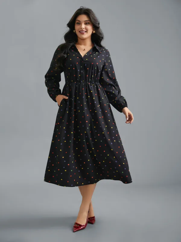 Shirt Collar Colored Polka Dot Dress sold by Bloomchic