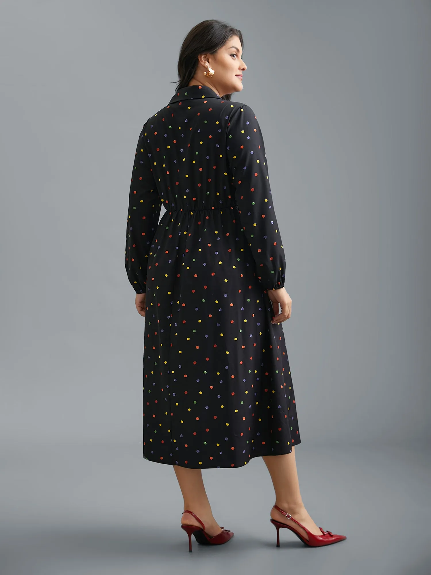Shirt Collar Colored Polka Dot Dress sold by Bloomchic product image thumbnail 5