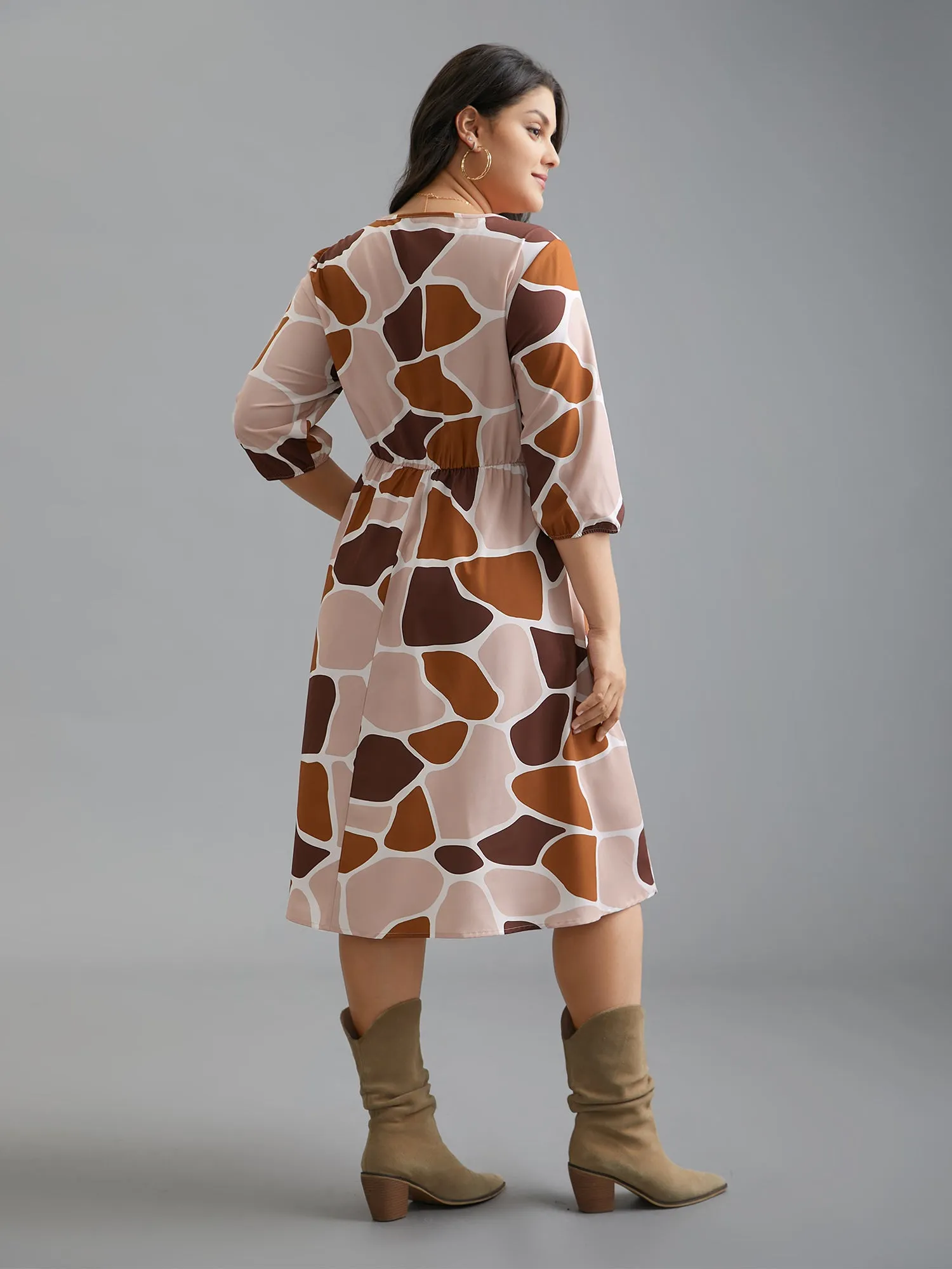 Neck-Tie Color Block Waist Cinched Dress sold by Bloomchic product image thumbnail 5