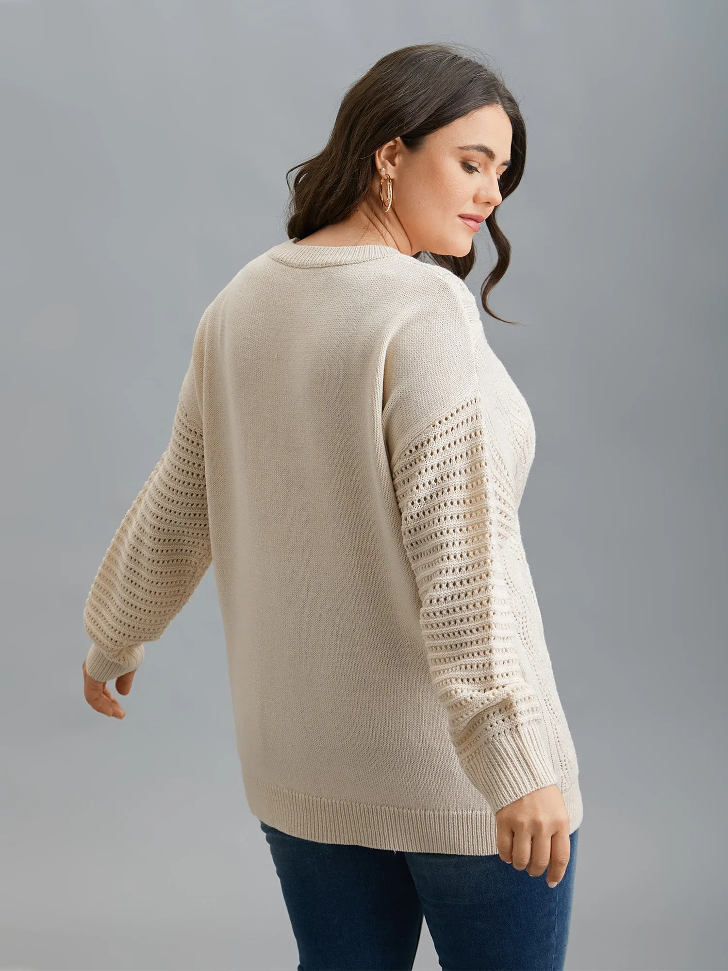 Cable Knit Hollow Out Textured Pullover sold by Bloomchic product image thumbnail 2