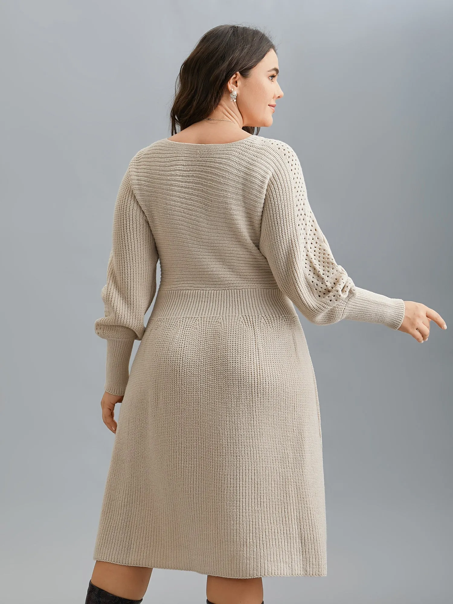 Solid Dolman Sleeve Cable Knit Dress sold by Bloomchic product image thumbnail 2