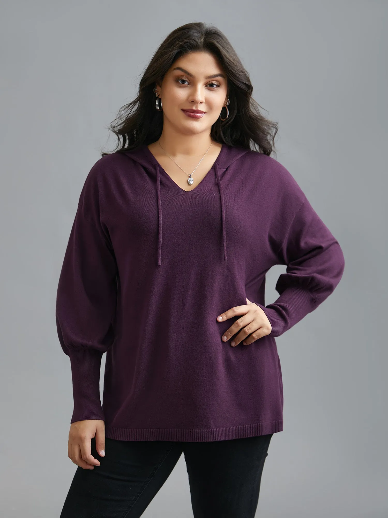 Drop Shoulder Slim-Fit Hooded Pullover sold by Bloomchic product image thumbnail 4