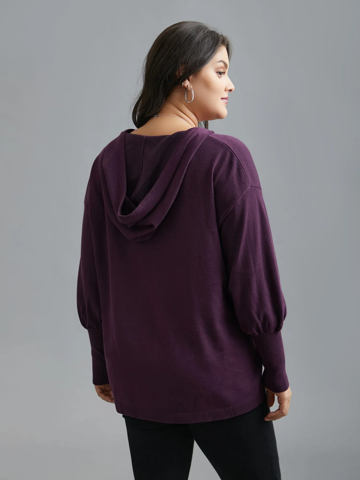 Drop Shoulder Slim-Fit Hooded Pullover sold by Bloomchic product image thumbnail 2