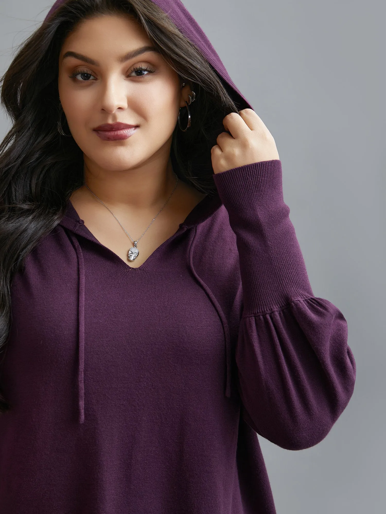 Drop Shoulder Slim-Fit Hooded Pullover sold by Bloomchic product image thumbnail 5