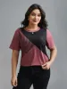 Striped Print Contrast Stretchy T-Shirt sold by Bloomchic