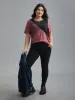Striped Print Contrast Stretchy T-Shirt sold by Bloomchic