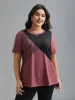 Striped Print Contrast Stretchy T-Shirt sold by Bloomchic