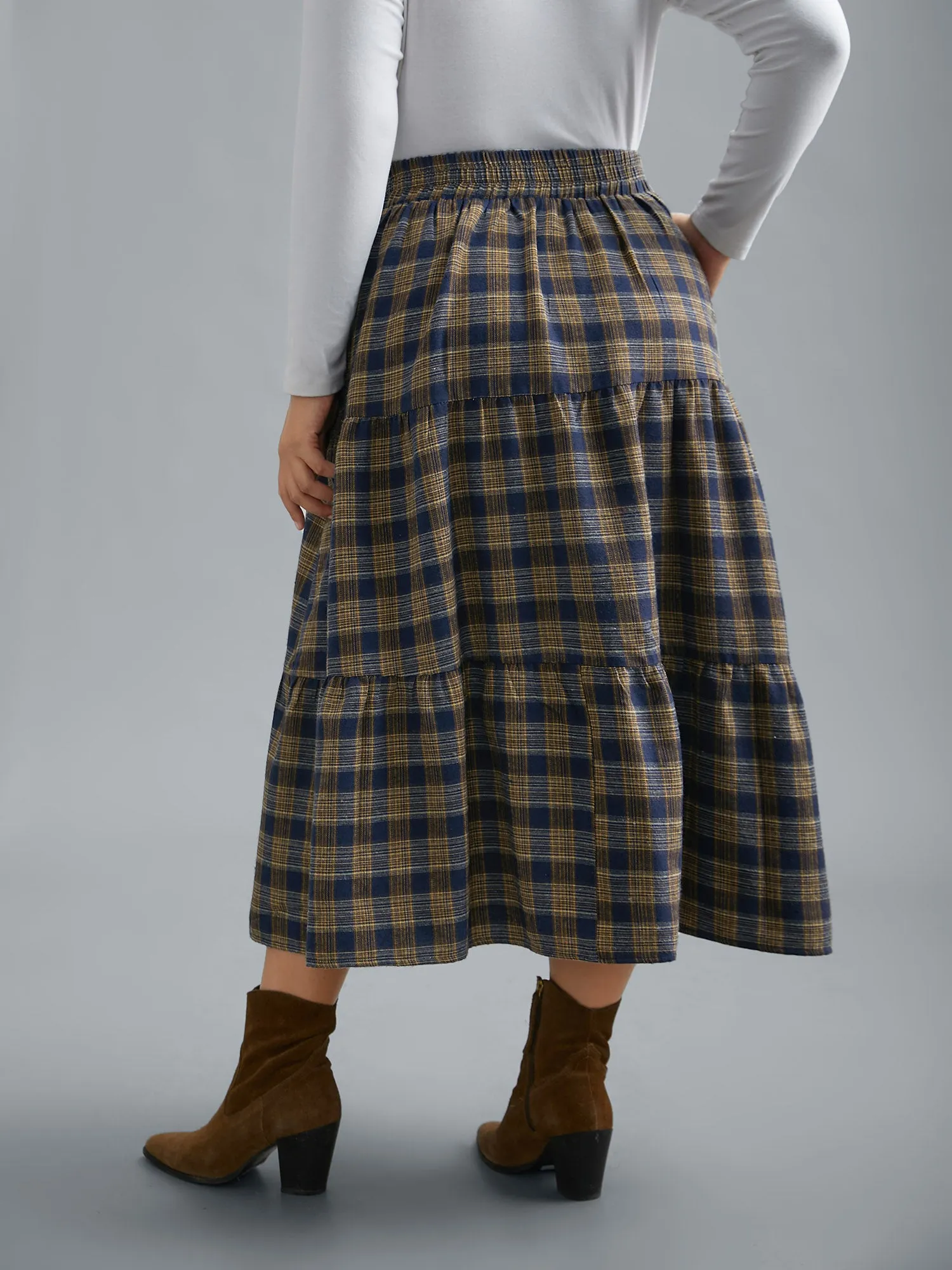Plaid Pattern Stretchy Waist Skirt sold by Bloomchic product image thumbnail 4
