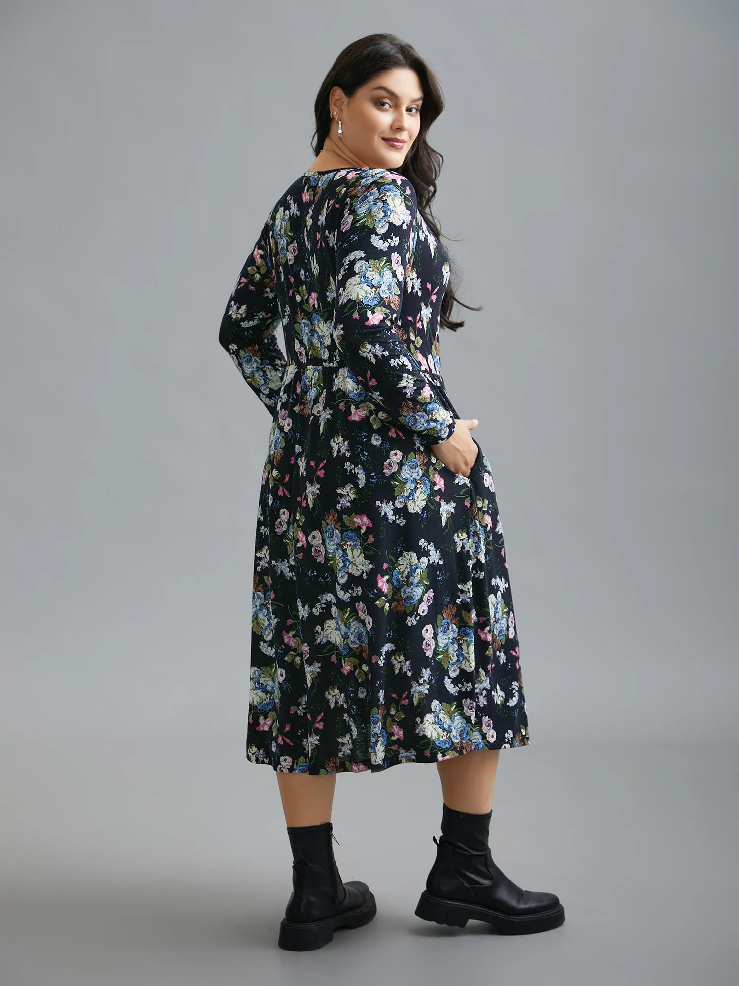 Super Soft Cowl Neck Knit Floral Dress sold by Bloomchic product image thumbnail 4