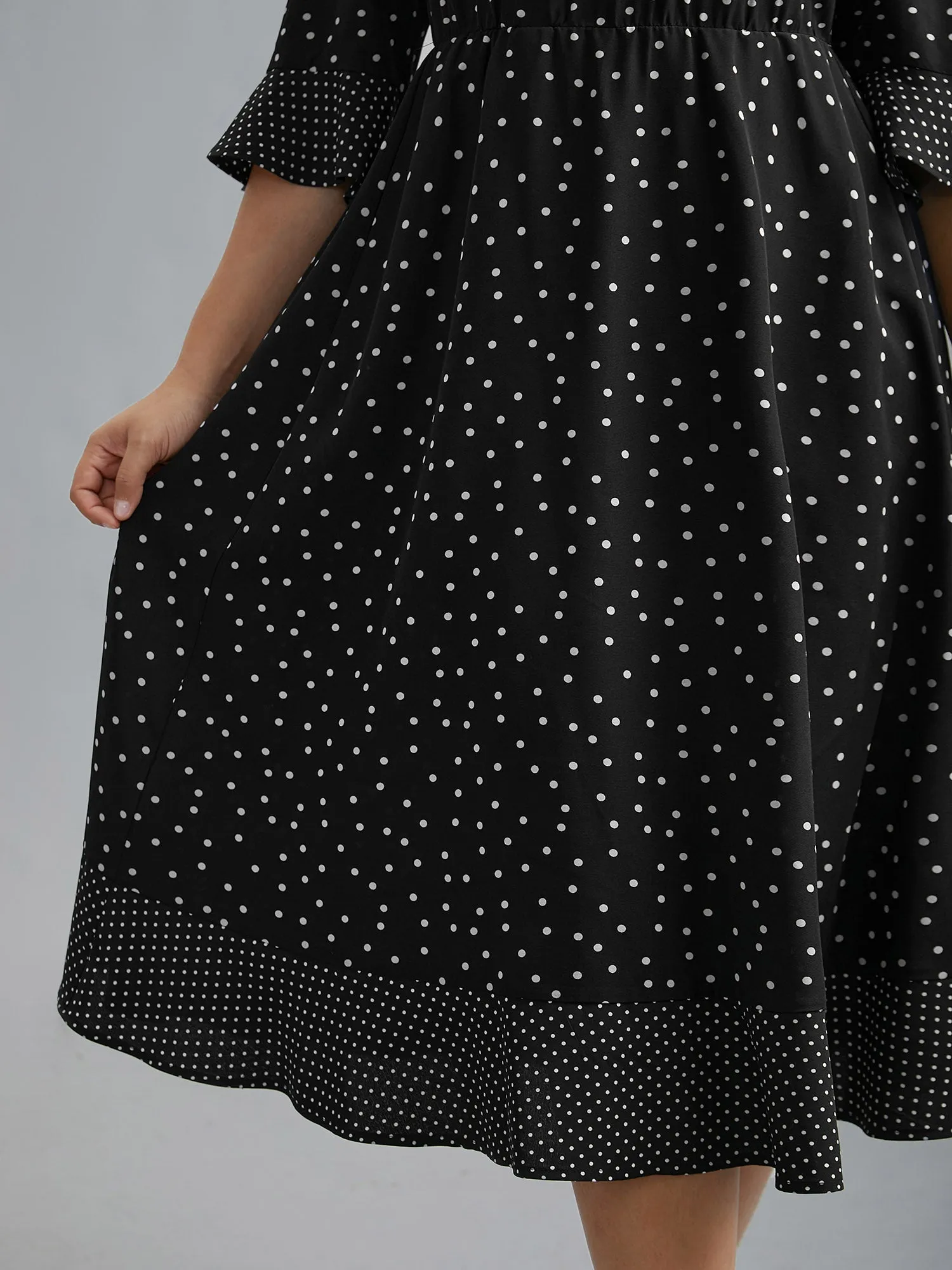 Crew Neck Polka Dot Waist Cinched Dress sold by Bloomchic product image thumbnail 3