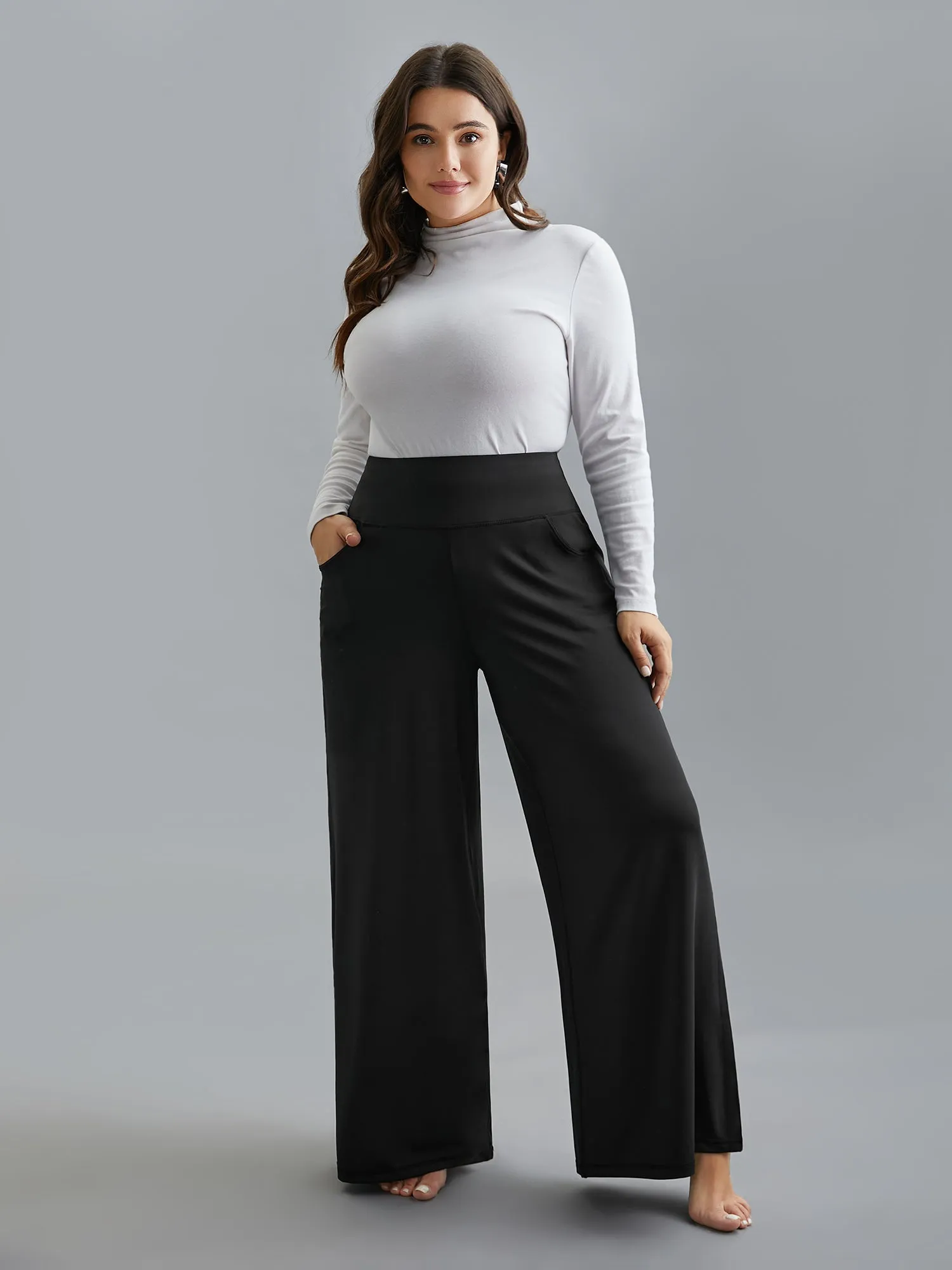 Super Stretchy Wide-Leg Casual Pocket Pants sold by Bloomchic product image thumbnail 2