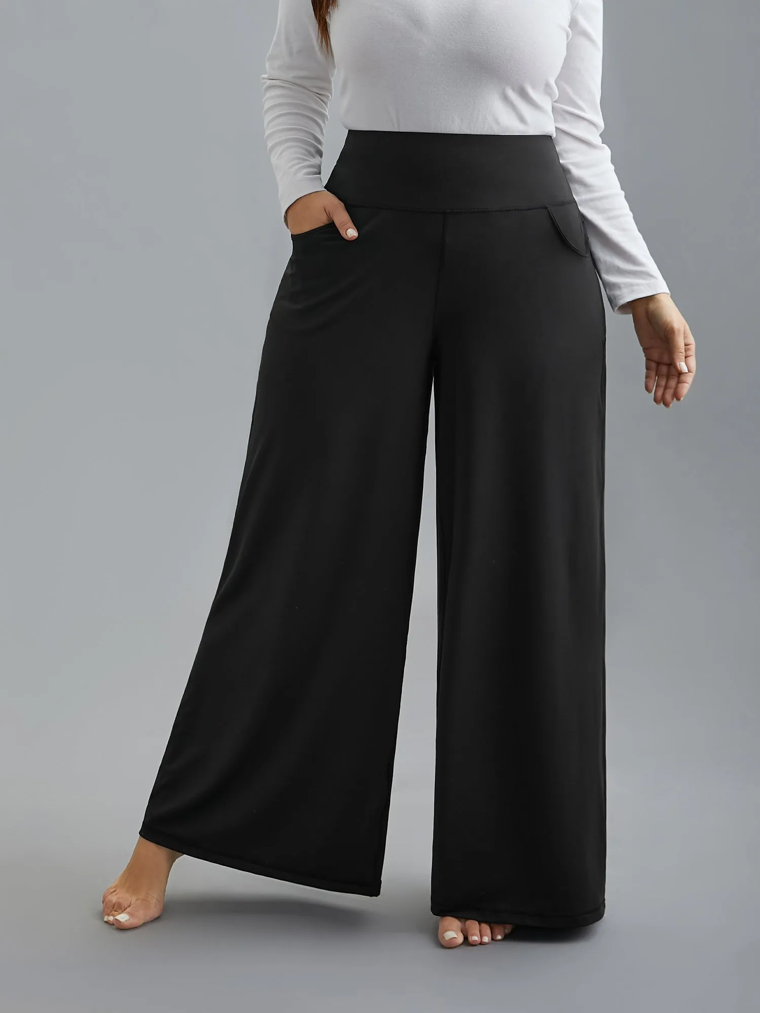 Super Stretchy Wide-Leg Casual Pocket Pants sold by Bloomchic product image thumbnail 4
