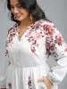 Boho Print Lantern Sleeve Button Detail Dress sold by Bloomchic