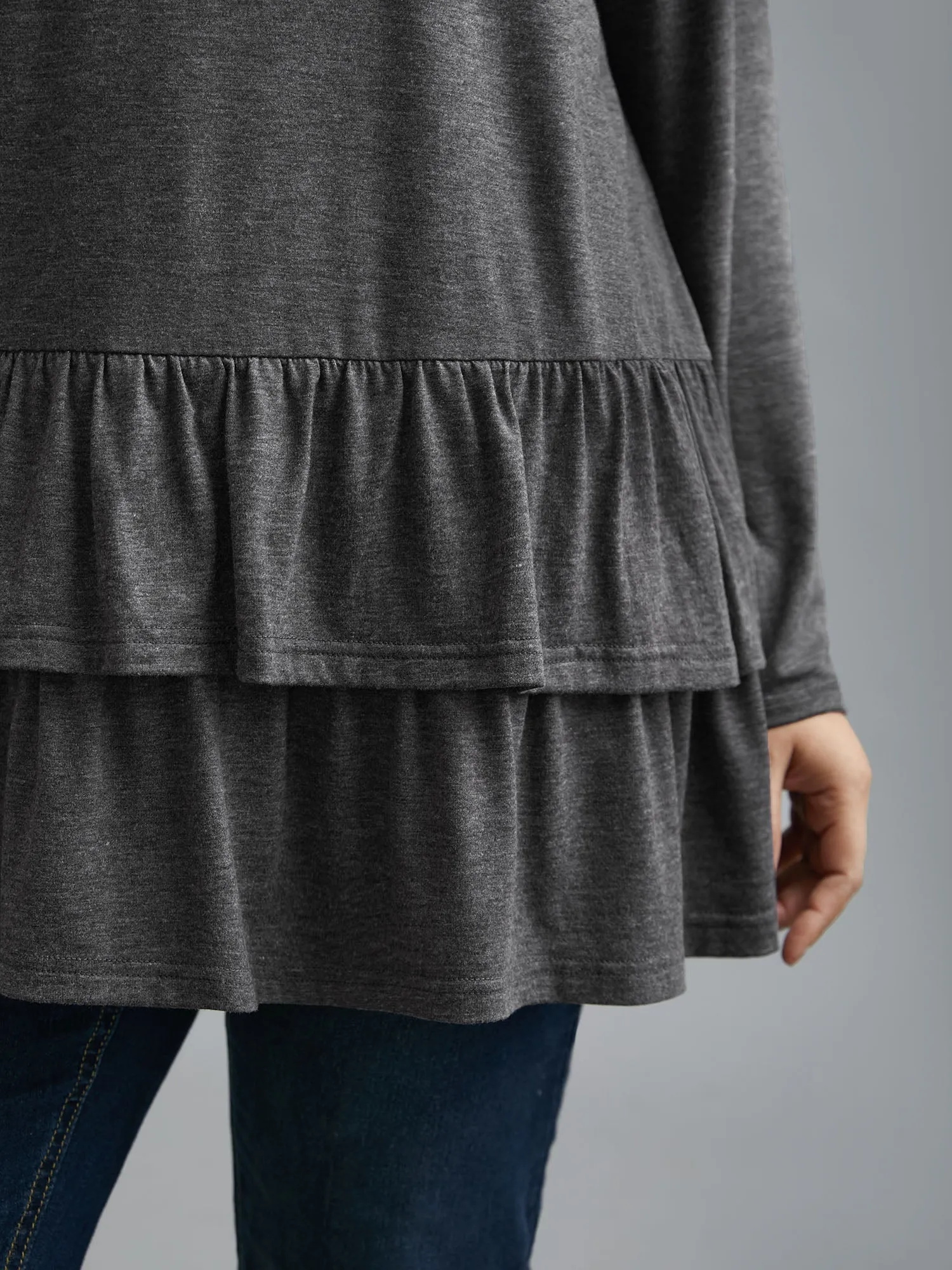 Round Neck Tiered Ruffles Hem T-Shirt sold by Bloomchic product image thumbnail 5