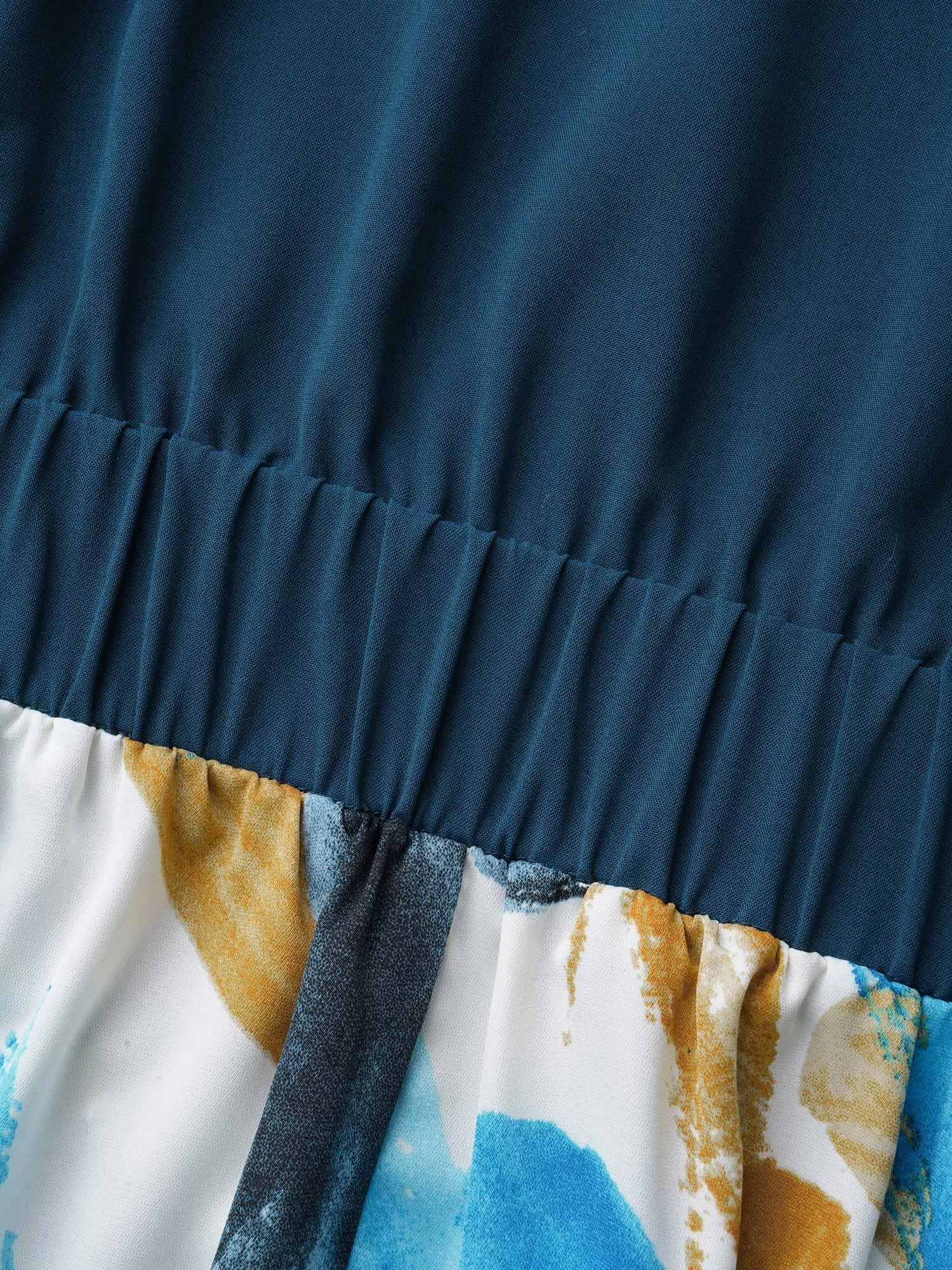 Brush Stroke Print Contrast Spliced Dress sold by Bloomchic product image thumbnail 5