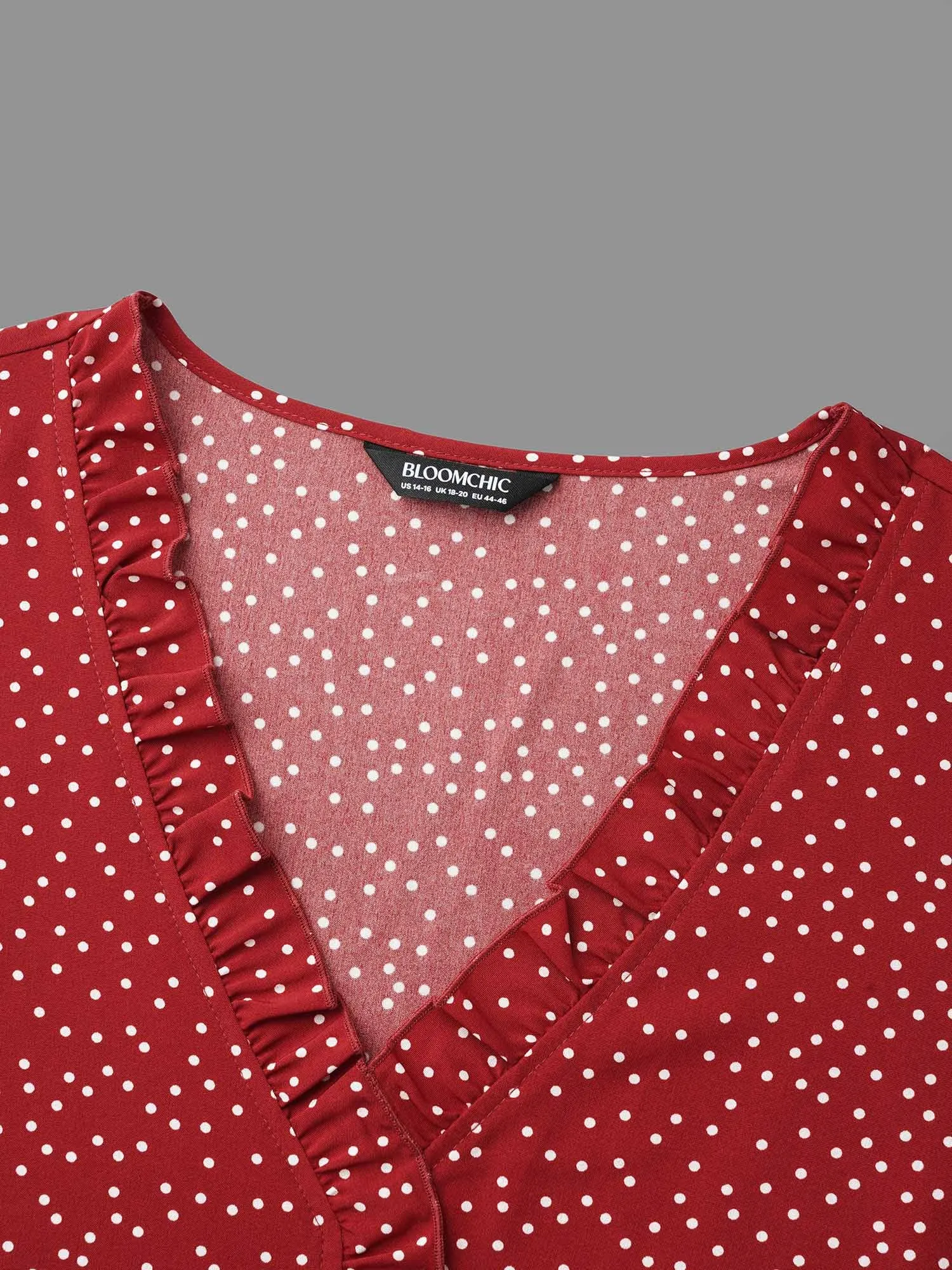 V-Neck Polka Dot Ruffled Blouse sold by Bloomchic product image thumbnail 5