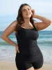 Plain Back Crisscross Swim Top sold by Bloomchic