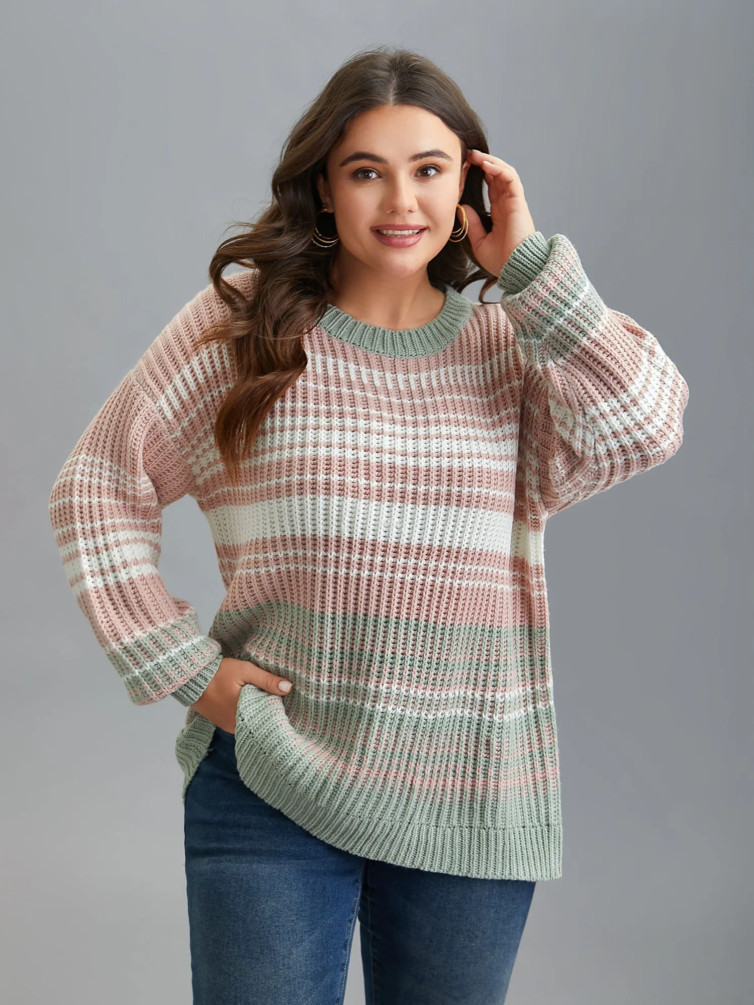 Striped Contrast Colors Ribbed Pullover sold by Bloomchic product image thumbnail 4