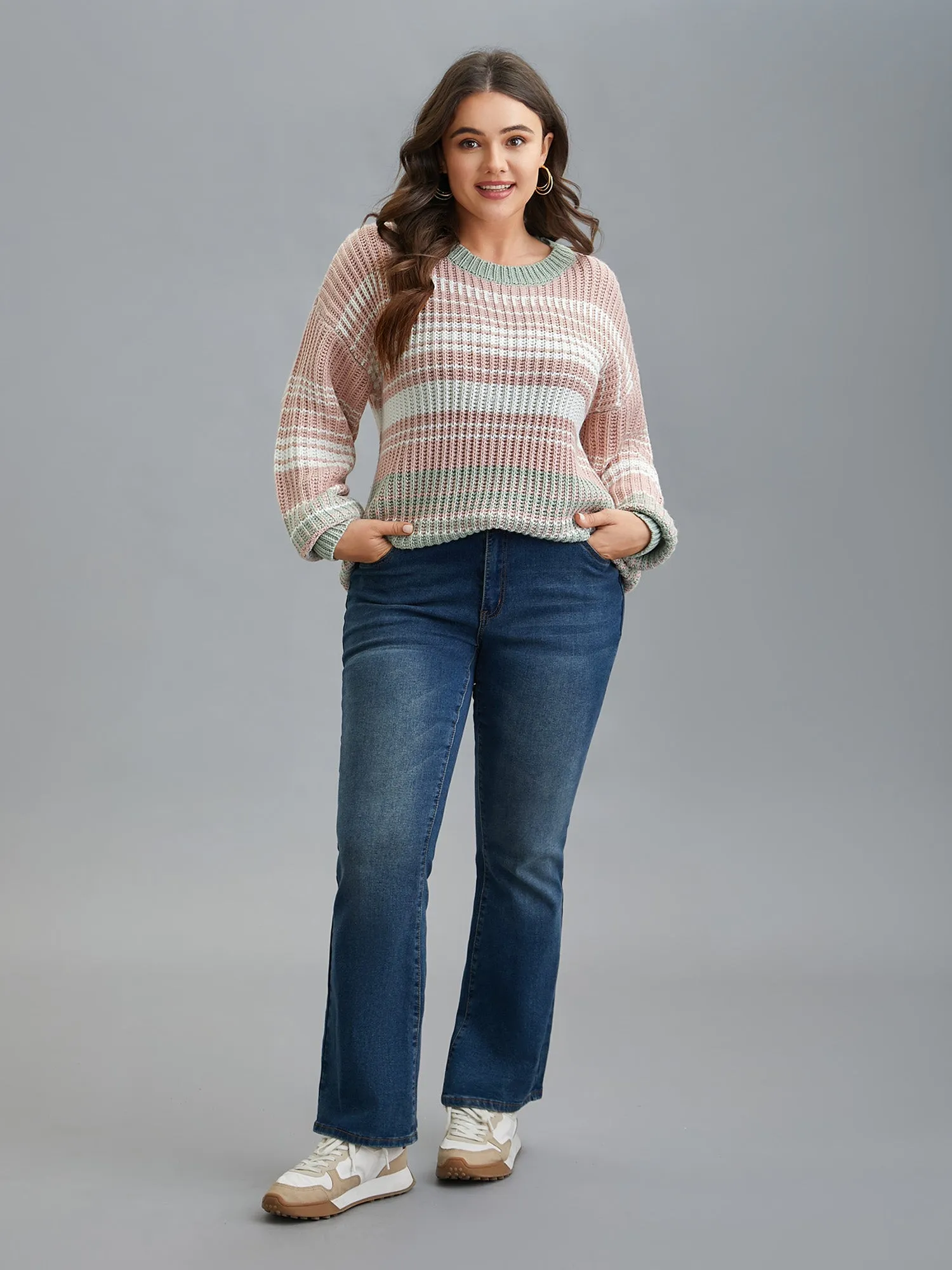 Striped Contrast Colors Ribbed Pullover sold by Bloomchic product image thumbnail 3