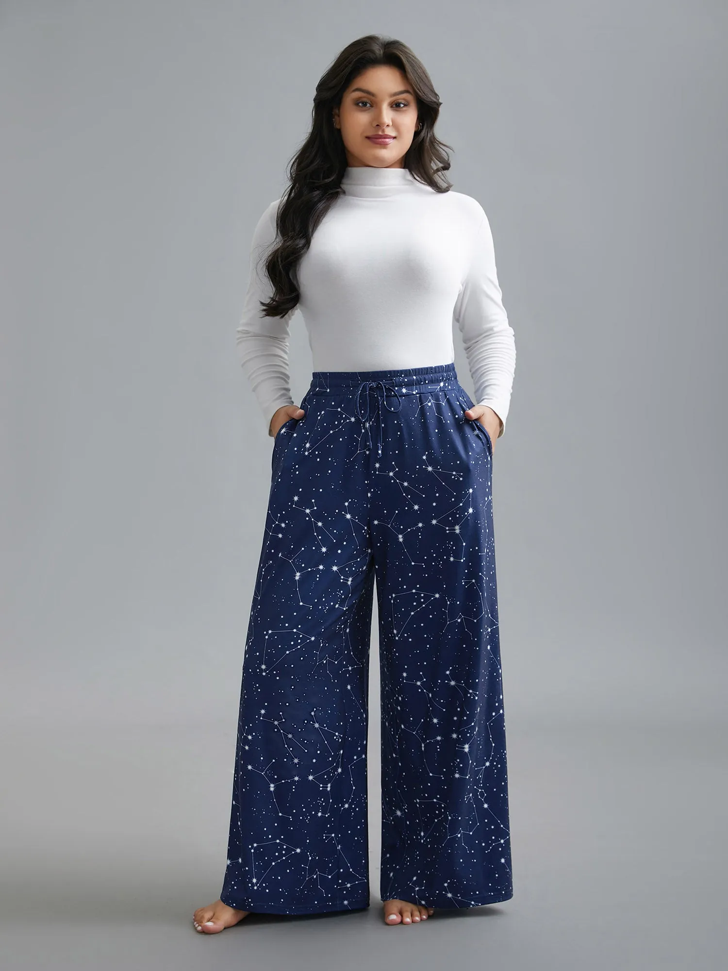 Celestial Print Stretchy Waist Lounge Bottoms sold by Bloomchic product image thumbnail 2