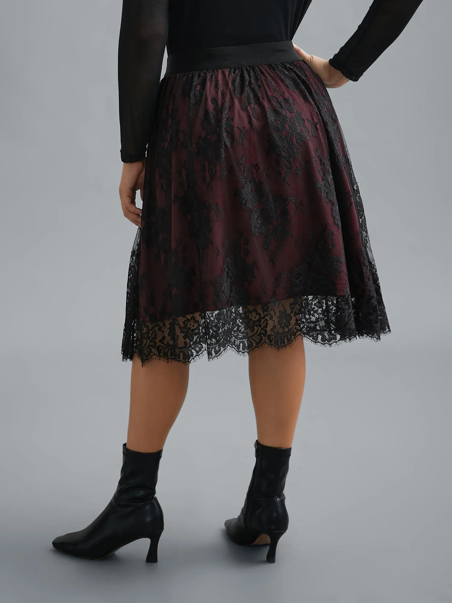 Floral Crochet Lace Mesh Stretchy Skirt sold by Bloomchic product image thumbnail 5