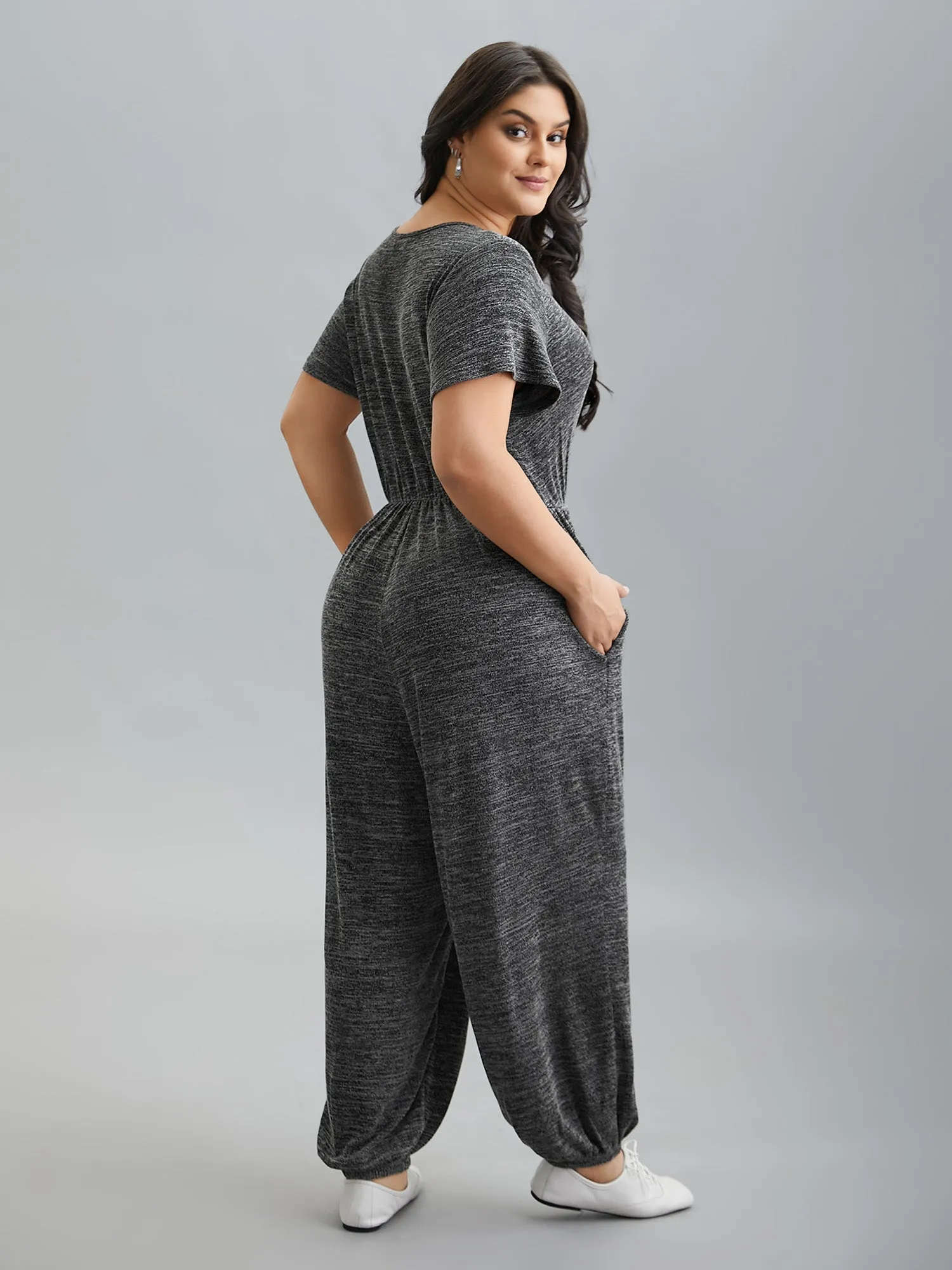 Plain Wrap Drawstring Pocket Jumpsuit sold by Bloomchic product image thumbnail 5