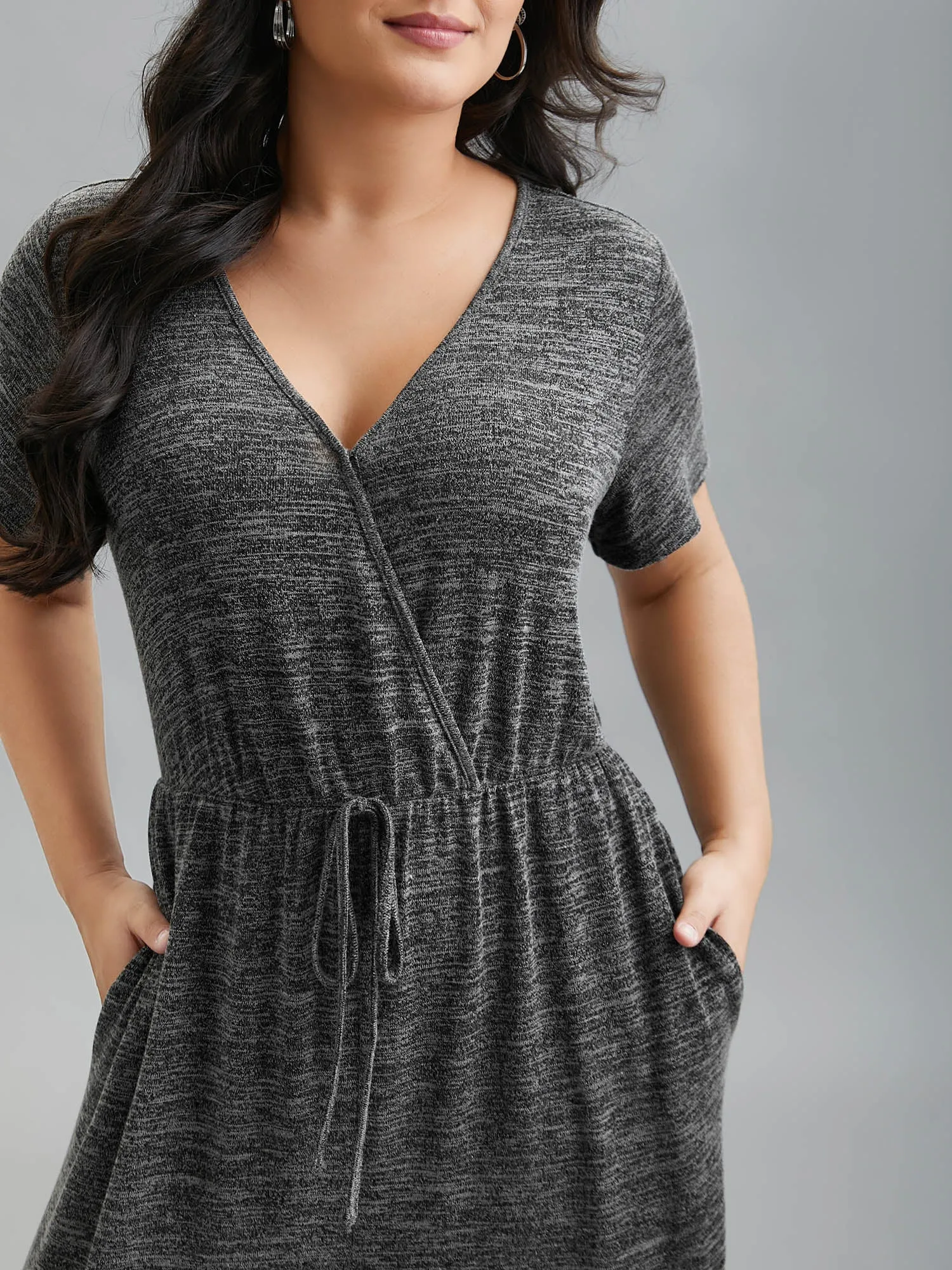 Plain Wrap Drawstring Pocket Jumpsuit sold by Bloomchic product image thumbnail 2