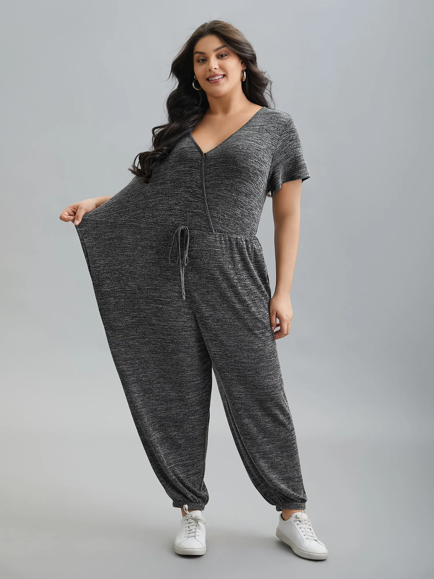 Plain Wrap Drawstring Pocket Jumpsuit sold by Bloomchic product image thumbnail 3