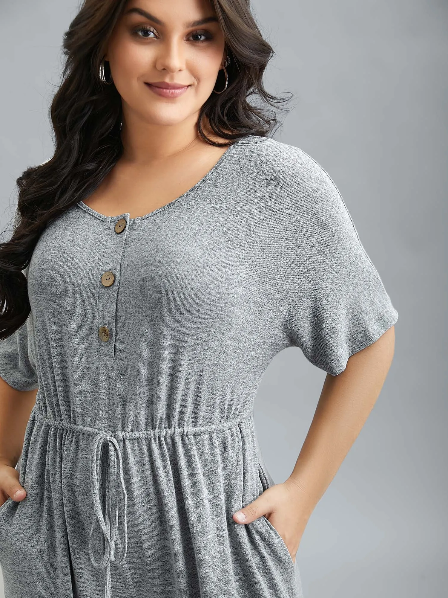 Supersoft Button Drawstring Straight Jumpsuit sold by Bloomchic product image thumbnail 2