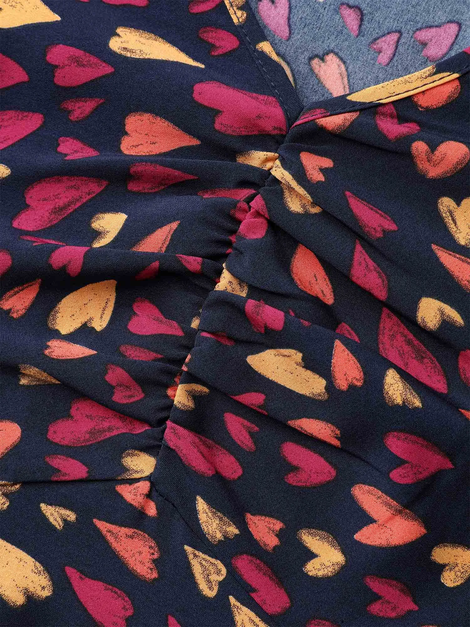 Multi-Color Hearts Pattern Stretchy Waist Dress sold by Bloomchic product image thumbnail 5