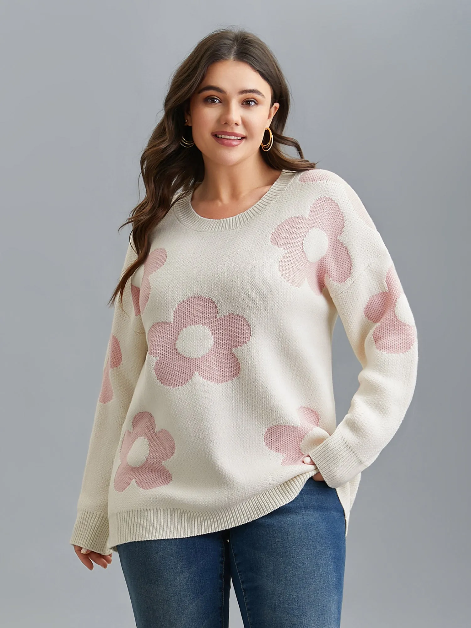 Round Neck Floral Pattern Pullover sold by Bloomchic