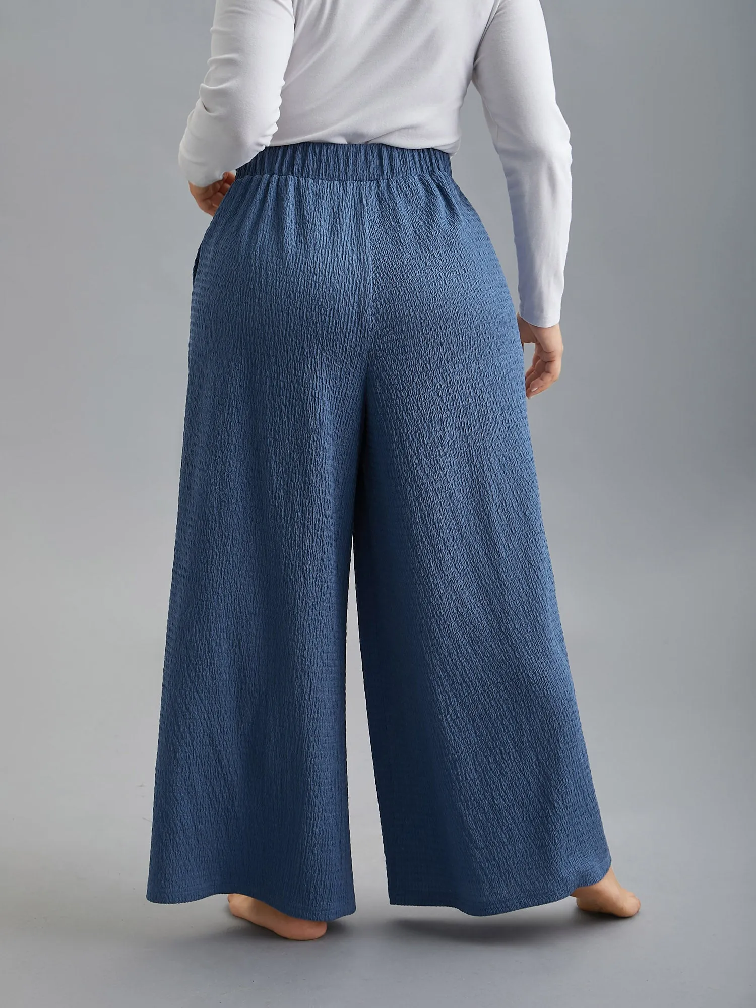 Solid Textured Elastic Waist Lounge Bottoms sold by Bloomchic product image thumbnail 3