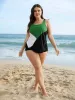 Color Block Drawstring Cami Swim Top sold by Bloomchic