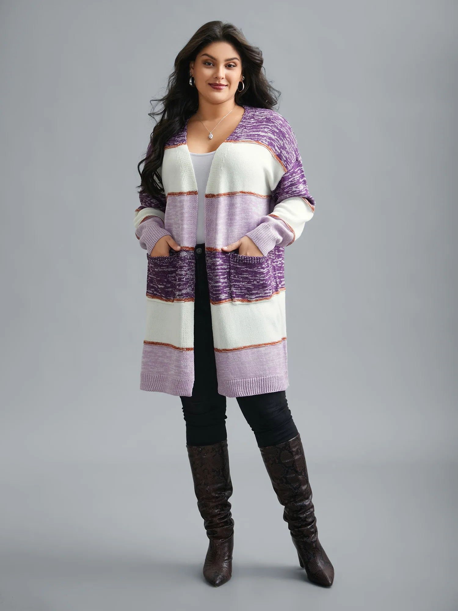 Color Block Textured Open-Front Cardigan sold by Bloomchic product image thumbnail 3
