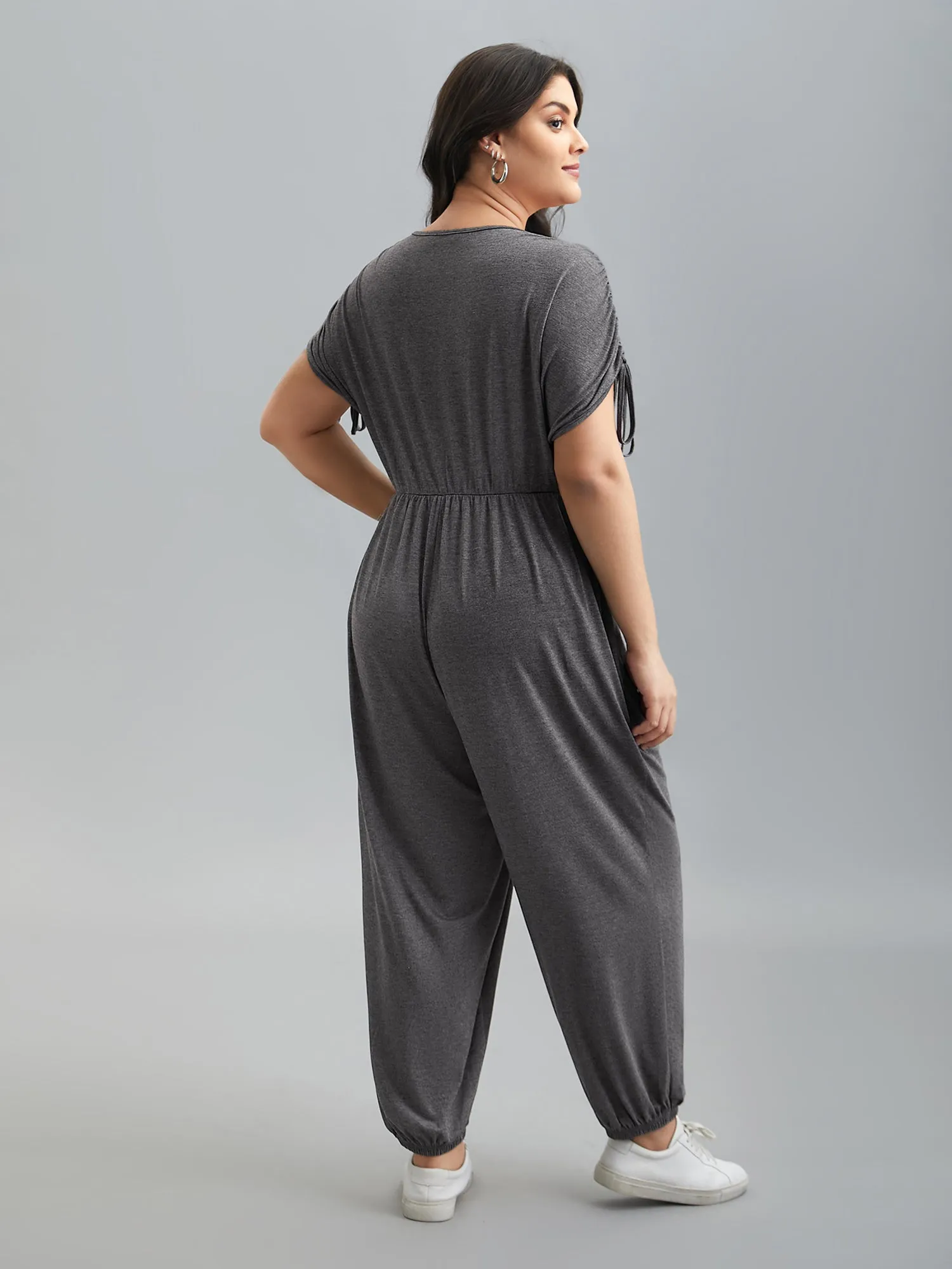 Surplice Neck Drawstring Stretch Jumpsuit sold by Bloomchic product image thumbnail 5