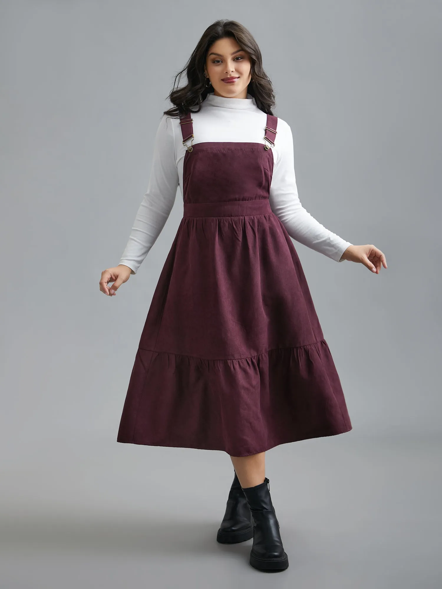 Overall Adjustable Straps Tiered Midi Dress sold by Bloomchic product image thumbnail 2