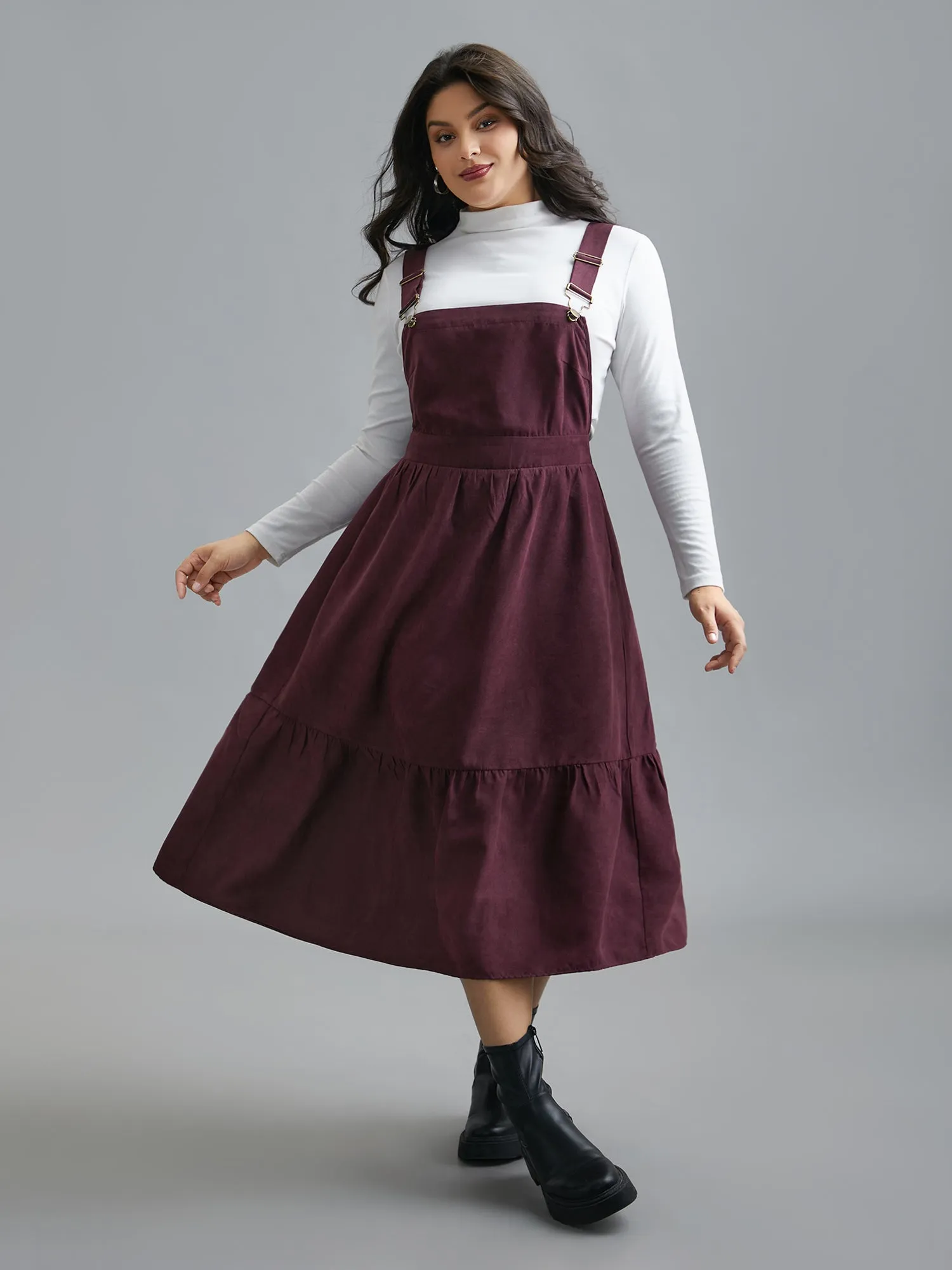 Overall Adjustable Straps Tiered Midi Dress sold by Bloomchic product image thumbnail 3