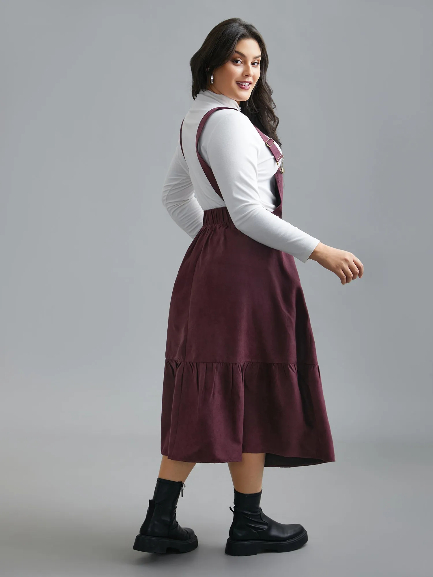 Overall Adjustable Straps Tiered Midi Dress sold by Bloomchic product image thumbnail 4