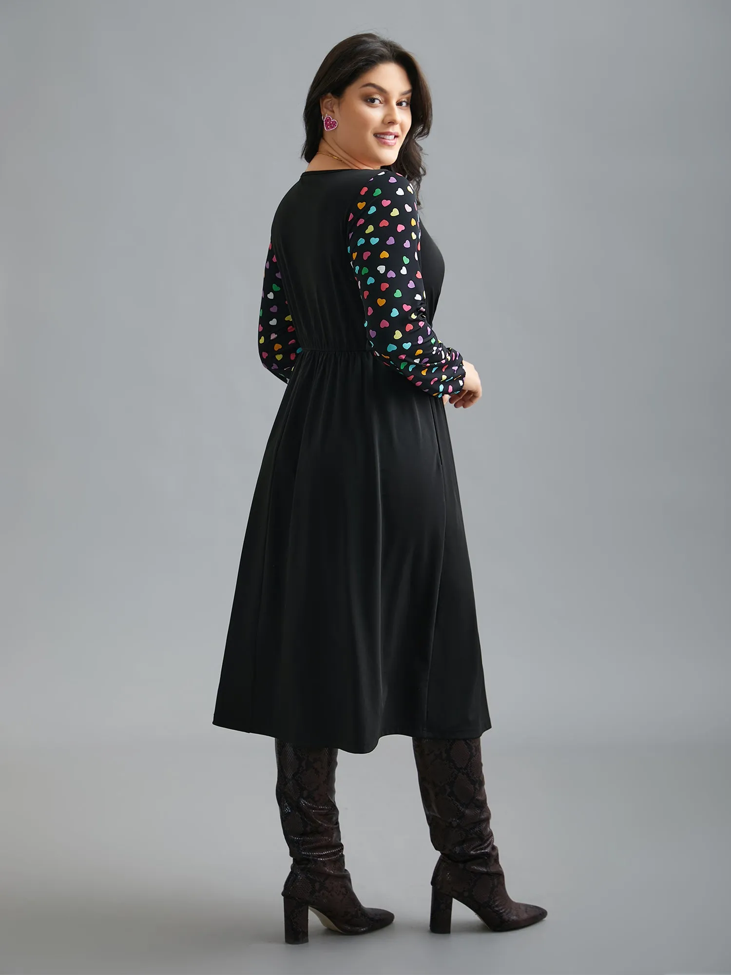 Polka Dot Sleeve Waist-Cinched Lace Dress sold by Bloomchic product image thumbnail 4