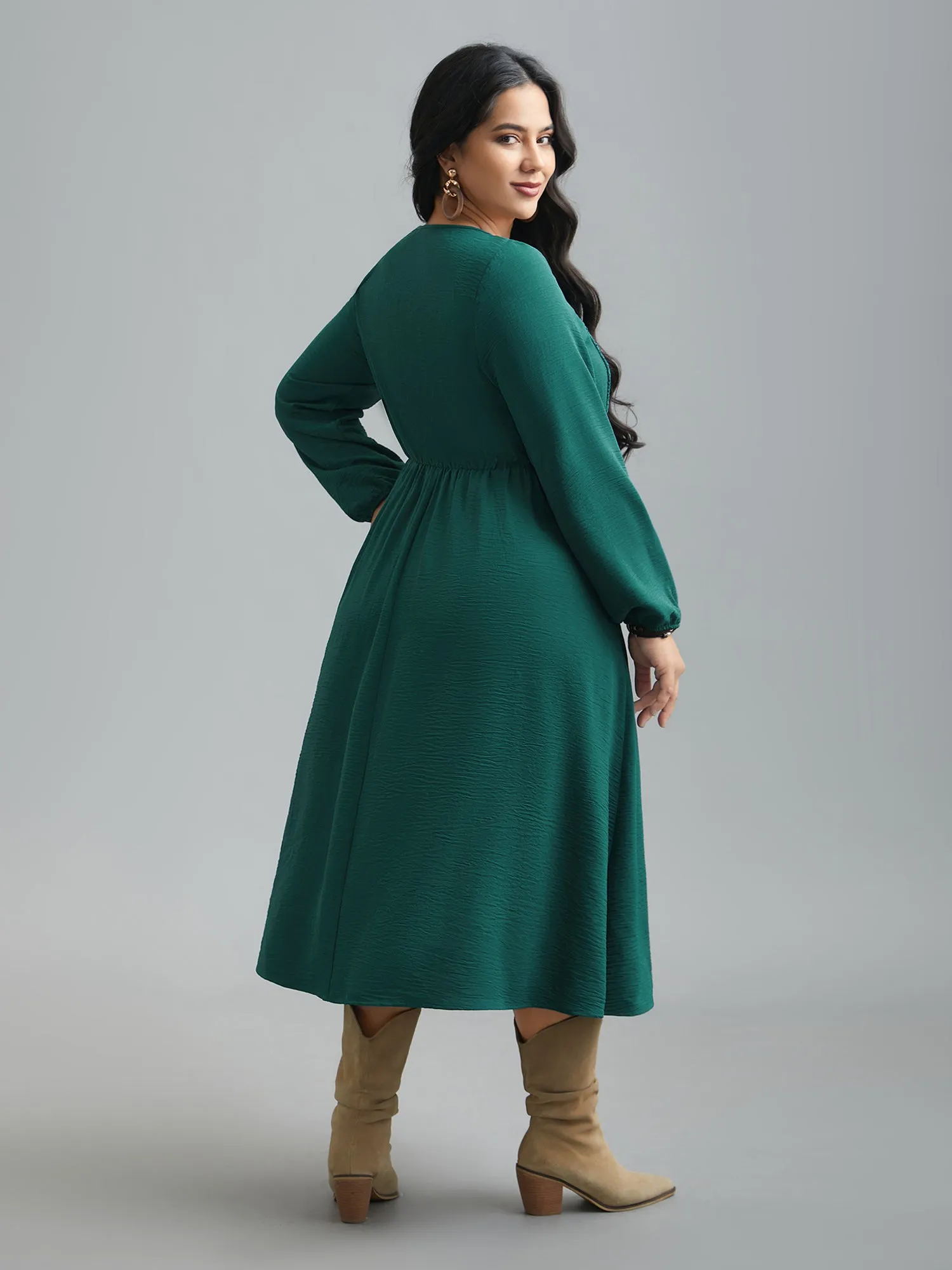 Lace Neck Detail Tassels Midi Dress sold by Bloomchic product image thumbnail 5