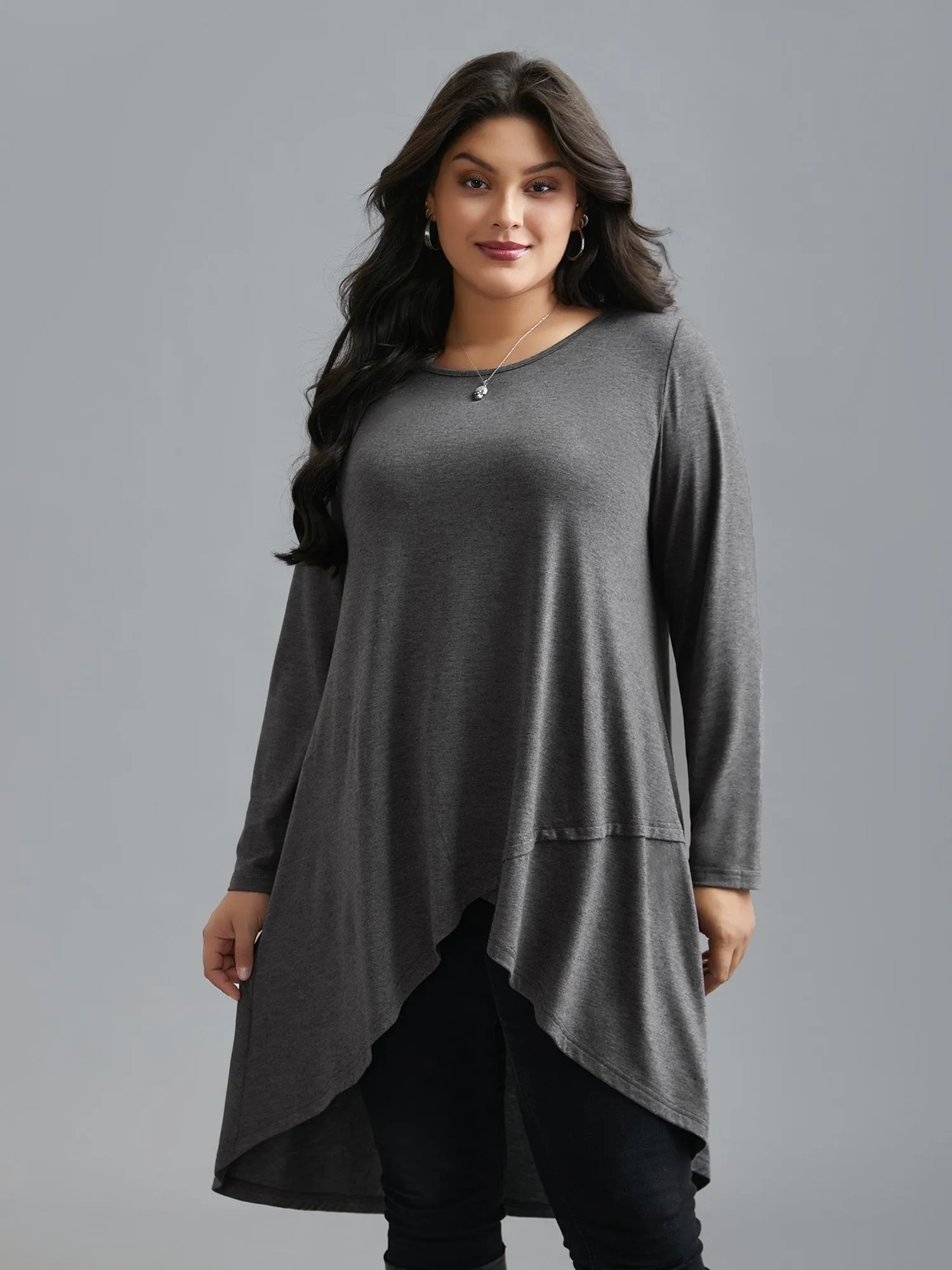 Solid Heather High Low Hem Top sold by Bloomchic product image thumbnail 3
