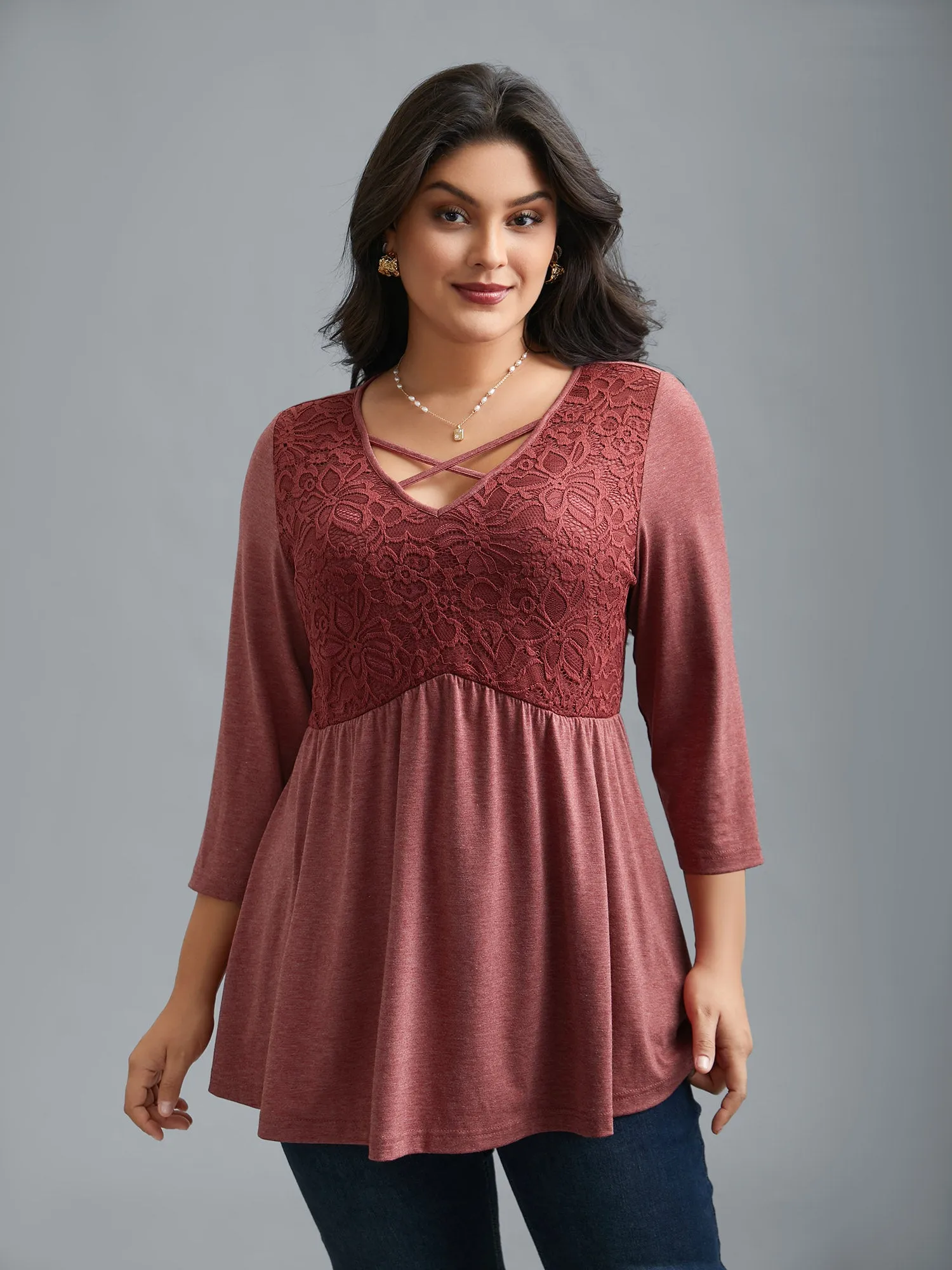 Crochet Lace Crisscross Gathered Top sold by Bloomchic product image thumbnail 4