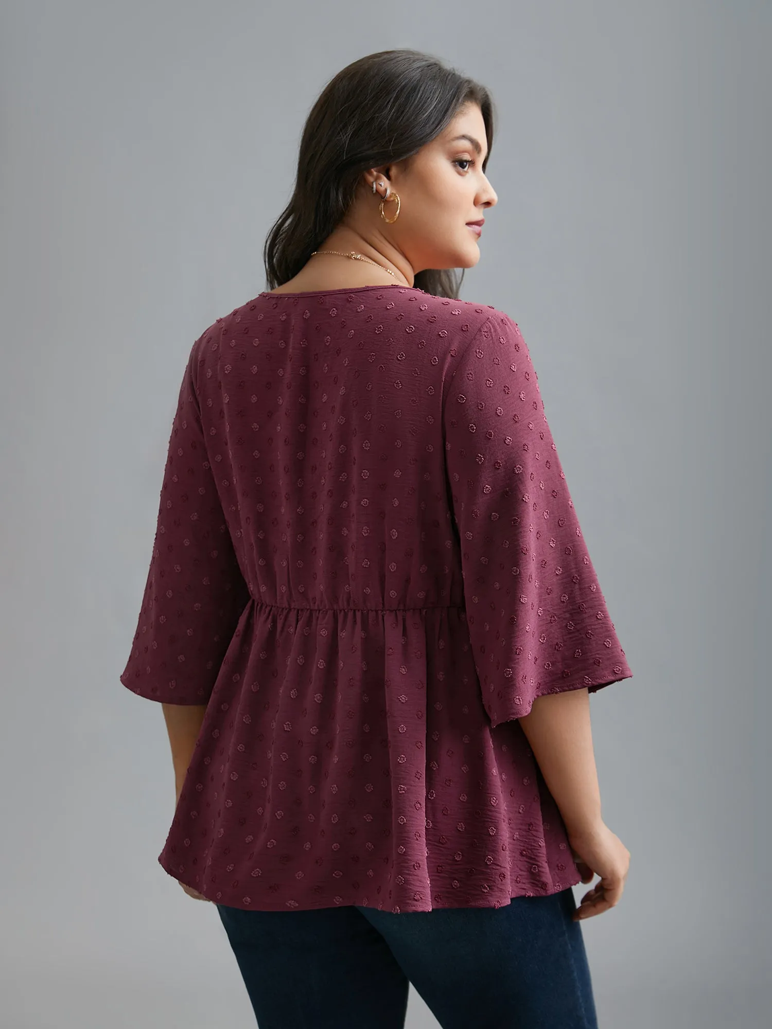 Ruffled Pleated Stretchy Waist Flowy Blouse sold by Bloomchic product image thumbnail 5