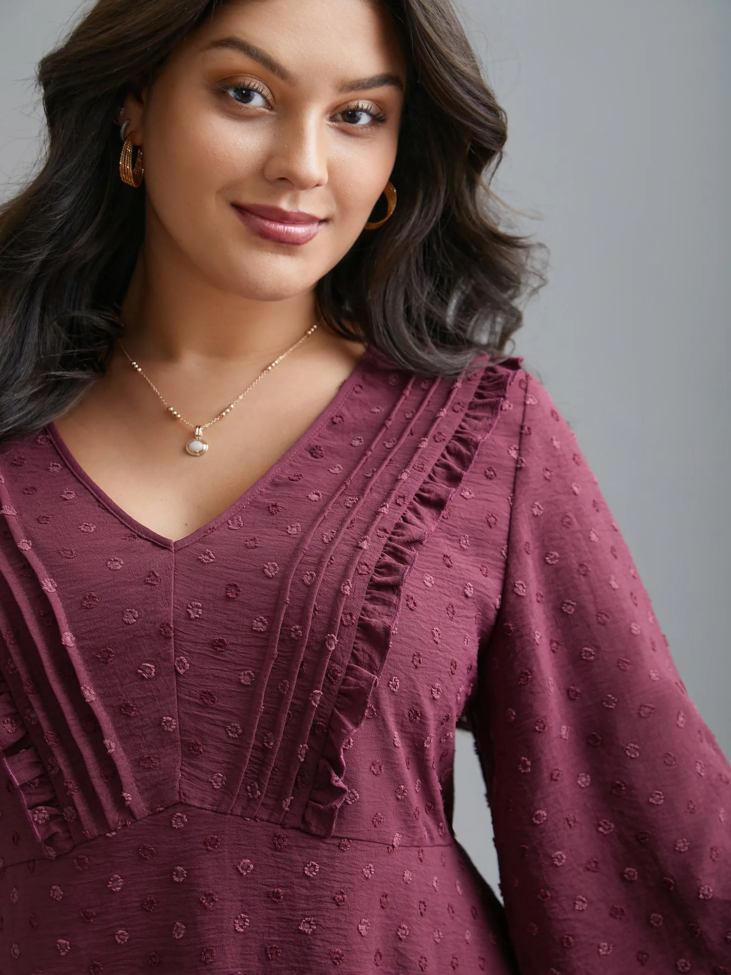 Ruffled Pleated Stretchy Waist Flowy Blouse sold by Bloomchic product image thumbnail 3